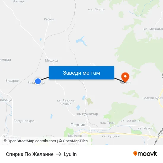 Спирка По Желание to Lyulin map