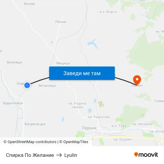 Спирка По Желание to Lyulin map