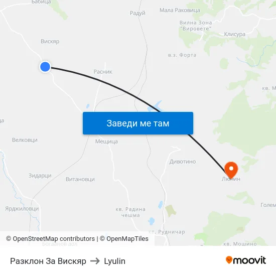 Разклон За Вискяр to Lyulin map