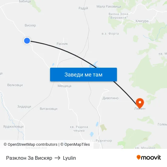 Разклон За Вискяр to Lyulin map