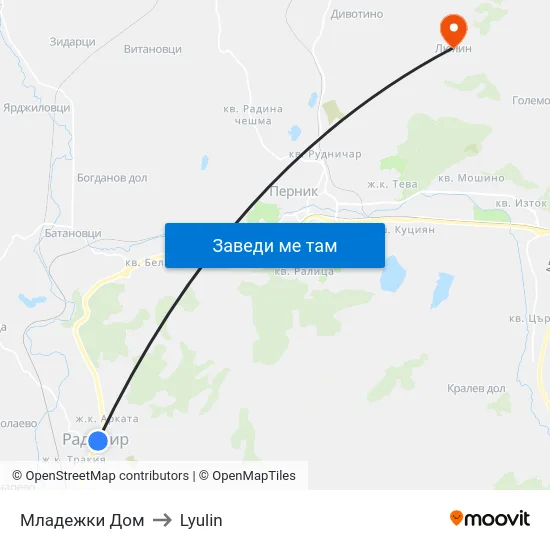 Младежки Дом to Lyulin map