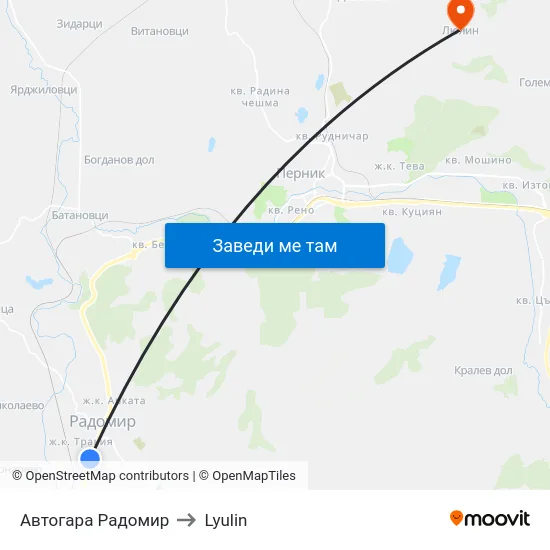 Автогара Радомир to Lyulin map