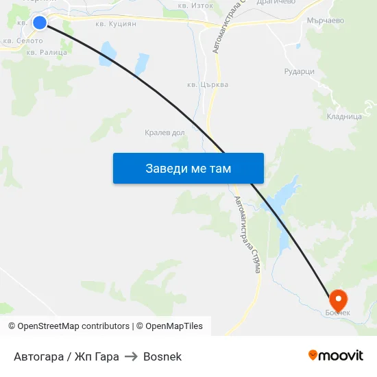 Автогара / Жп Гара to Bosnek map
