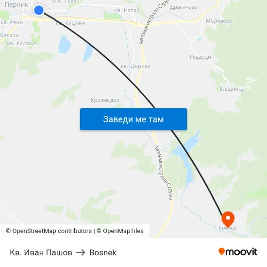 Кв. Иван Пашов to Bosnek map