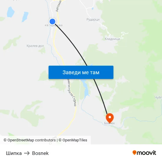 Шипка to Bosnek map