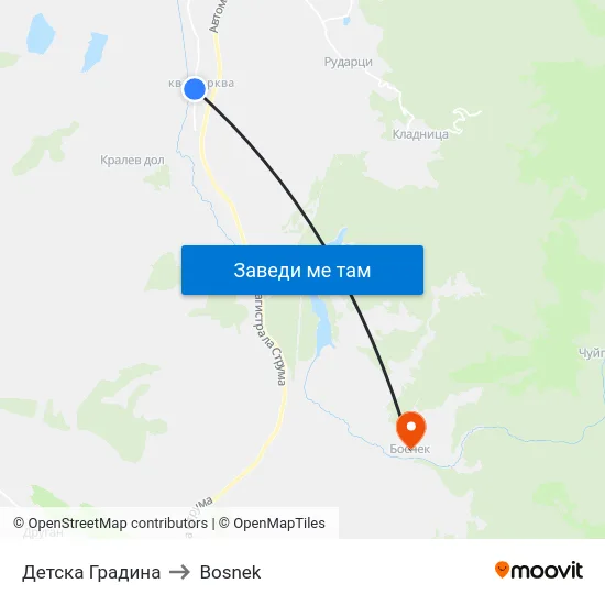 Детска Градина to Bosnek map