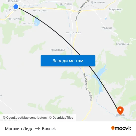 Магазин Лидл to Bosnek map