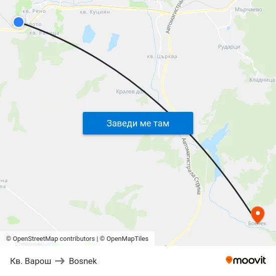 Кв. Варош to Bosnek map