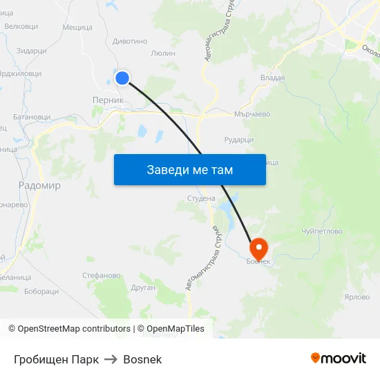 Гробищен Парк to Bosnek map