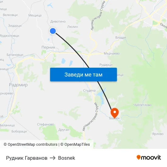 Рудник Гарванов to Bosnek map