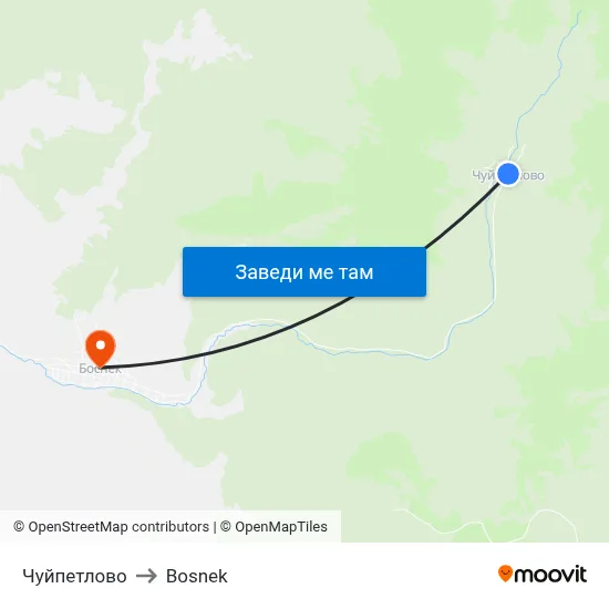 Чуйпетлово to Bosnek map