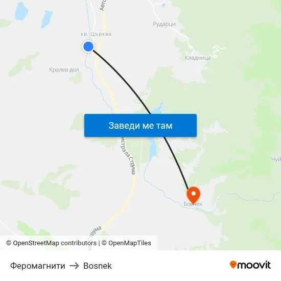 Феромагнити to Bosnek map