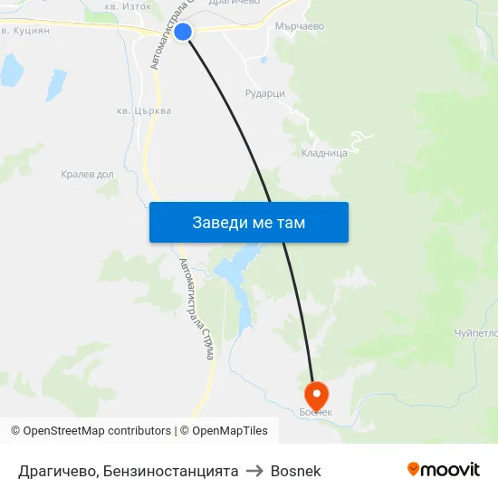 Драгичево, Бензиностанцията to Bosnek map