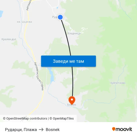 Рударци, Плажа to Bosnek map