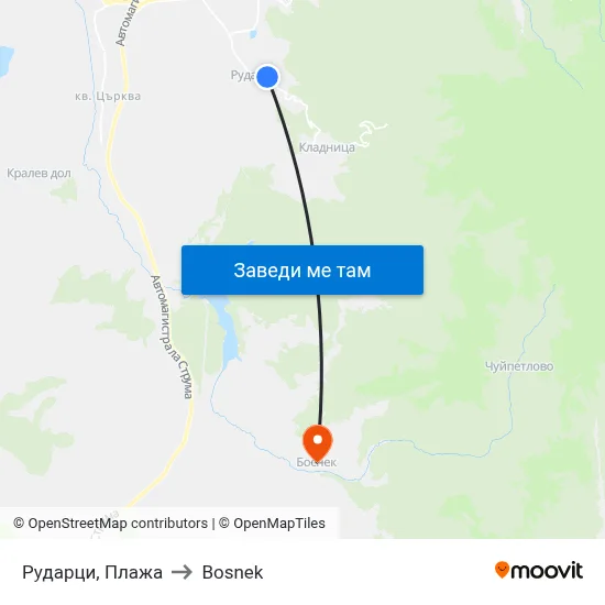 Рударци, Плажа to Bosnek map