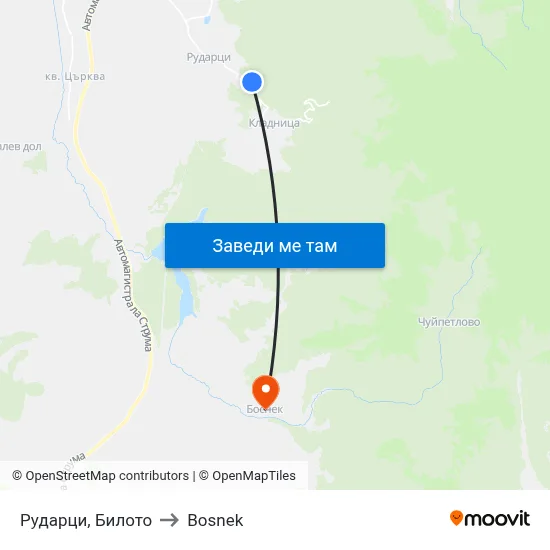 Рударци, Билото to Bosnek map