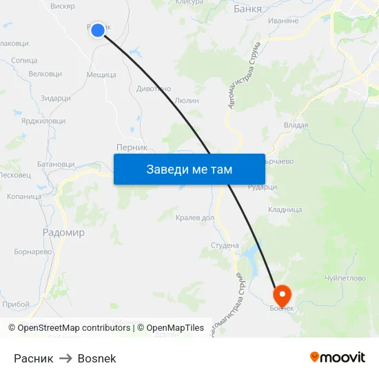 Расник to Bosnek map