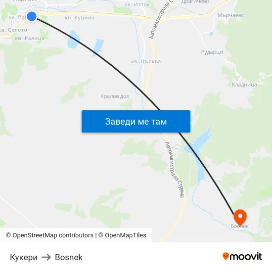 Кукери to Bosnek map