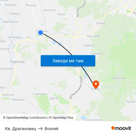 Кв. Драгановец to Bosnek map