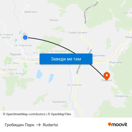 Гробищен Парк to Rudartsi map
