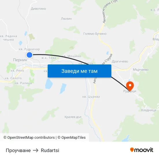 Проучване to Rudartsi map