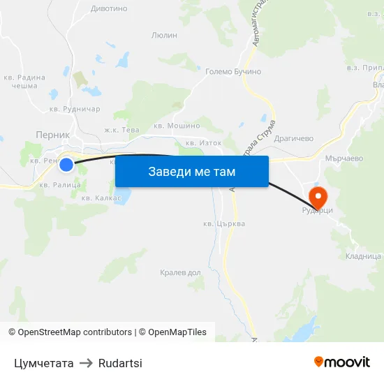 Цумчетата to Rudartsi map