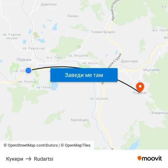 Кукери to Rudartsi map