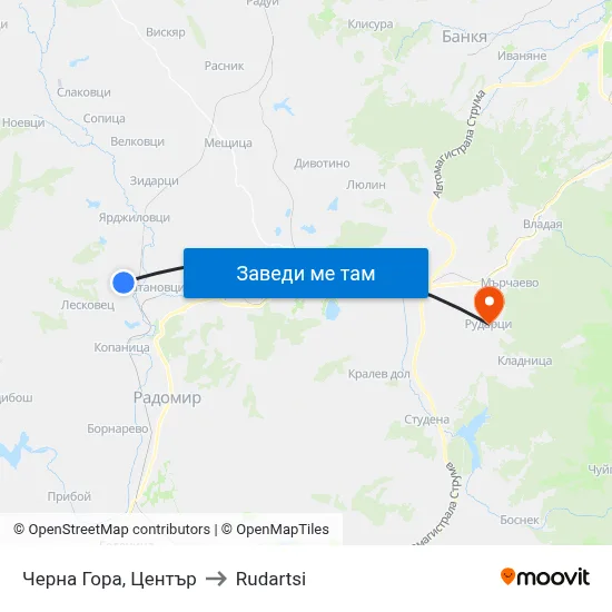 Черна Гора, Център to Rudartsi map