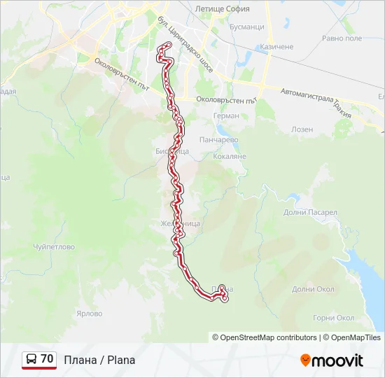 70 Bus Line Map