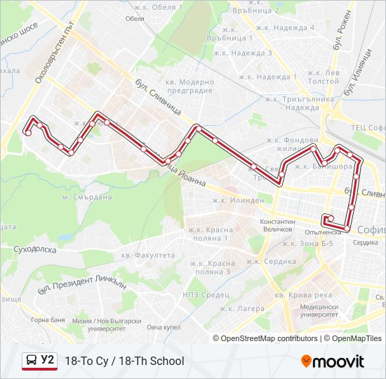 У2 Bus Line Map