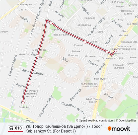 X10 Bus Line Map