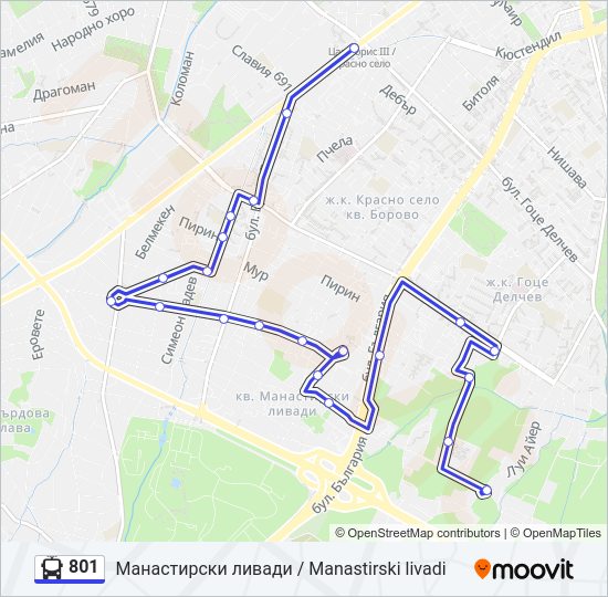 801 Trolleybus Line Map