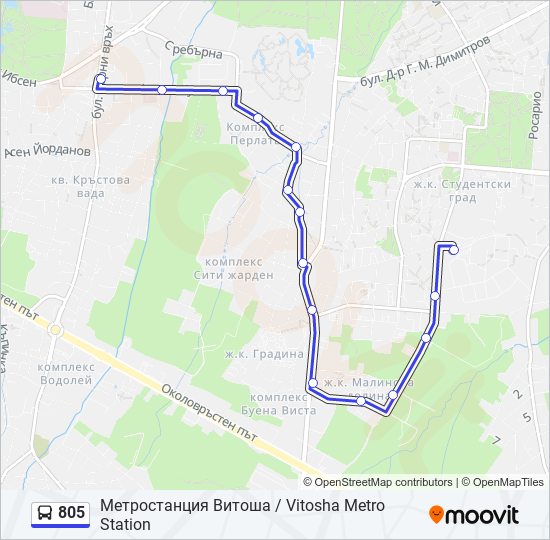 Автобус 805: карта маршрута