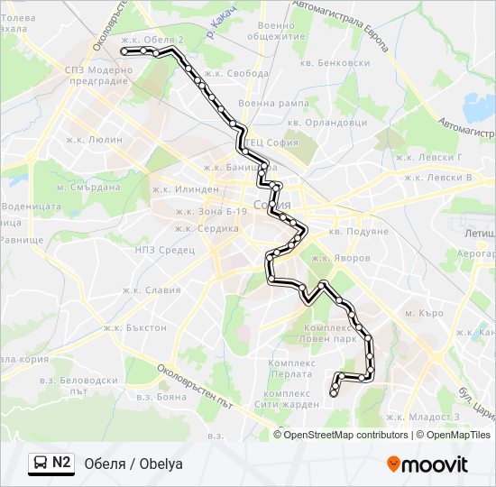 N2 Bus Line Map