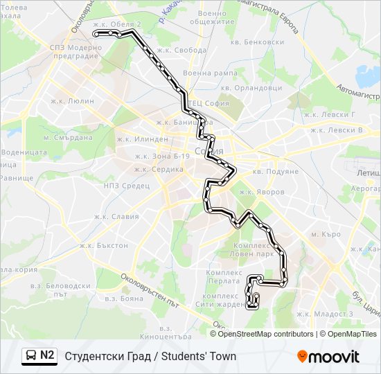 N2 Bus Line Map