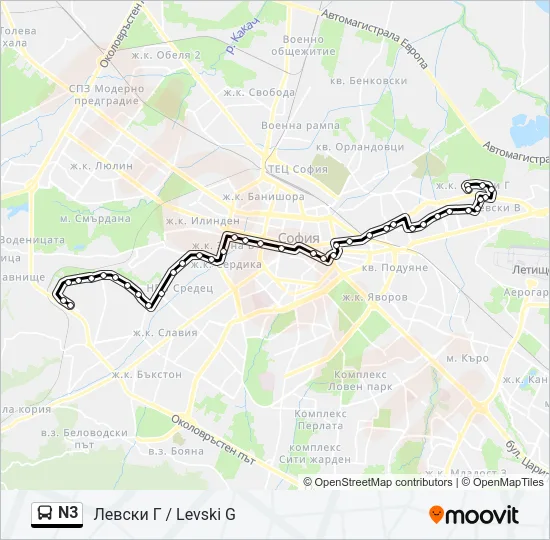 N3 Bus Line Map