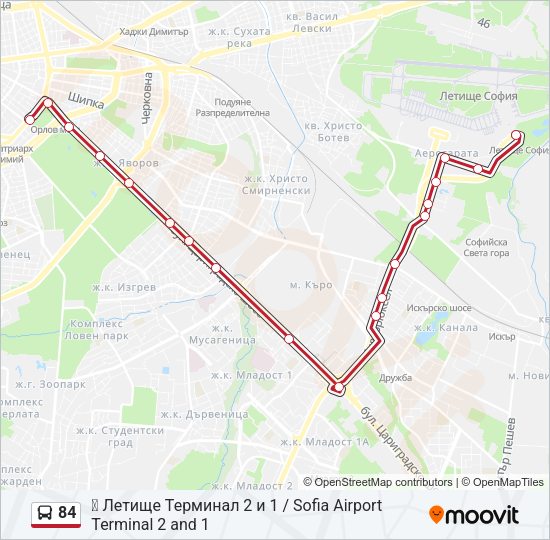 84 автобус Карта на Линията