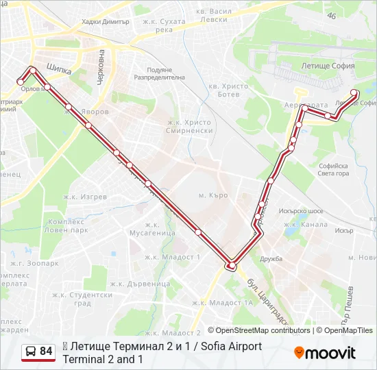 84 автобус Карта на Линията