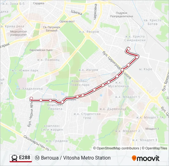 E288 Trolleybus Line Map