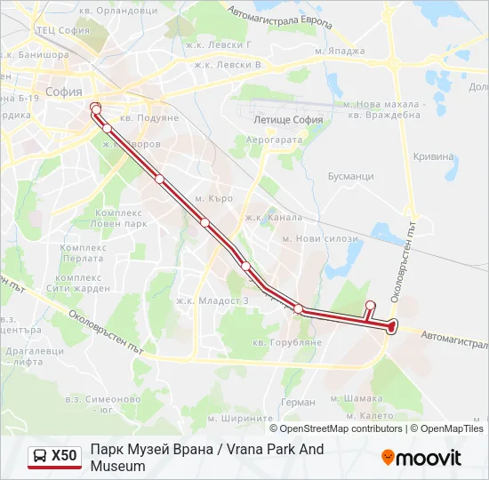 X50 Bus Line Map