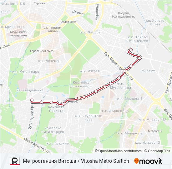 Е288 Trolleybus Line Map
