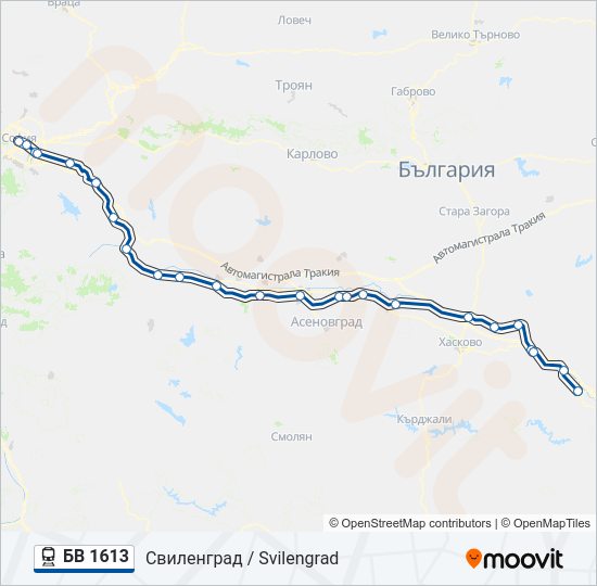 БВ 1613  Карта на Линията