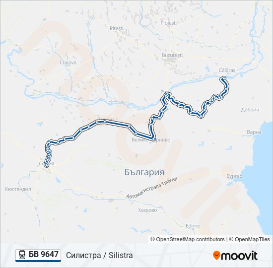Поезд БВ 9647: карта маршрута