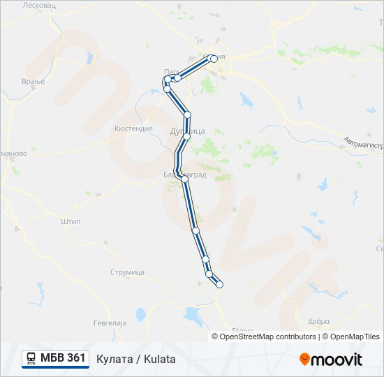 Поезд МБВ 361: карта маршрута