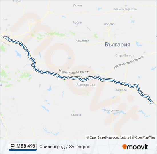 Поезд МБВ 493: карта маршрута