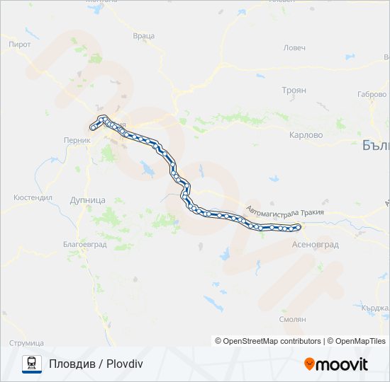 Поезд ПВ 10113: карта маршрута