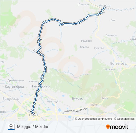 Поезд КПВ 20201: карта маршрута