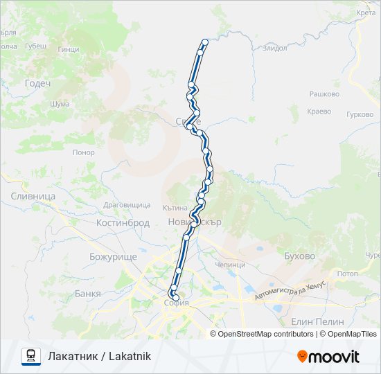 КПВ 20215 влак Карта на Линията