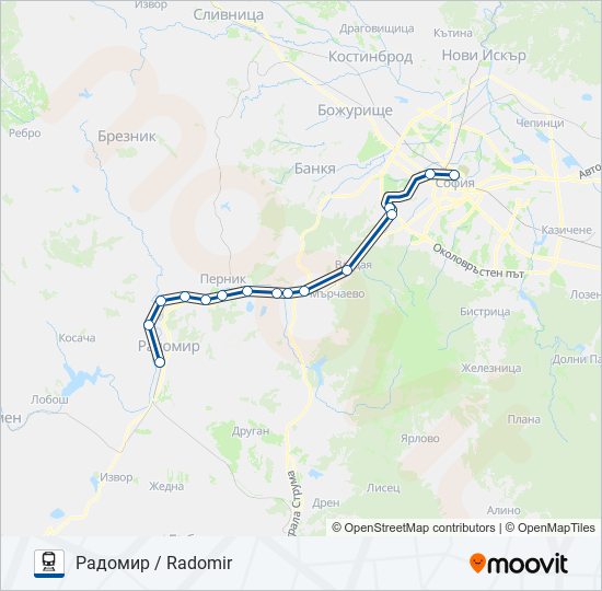 Поезд КПВ 50211: карта маршрута