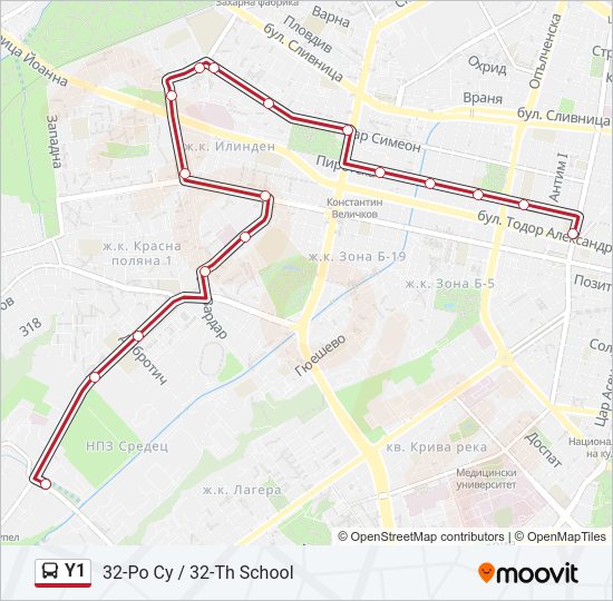Y1 Bus Line Map